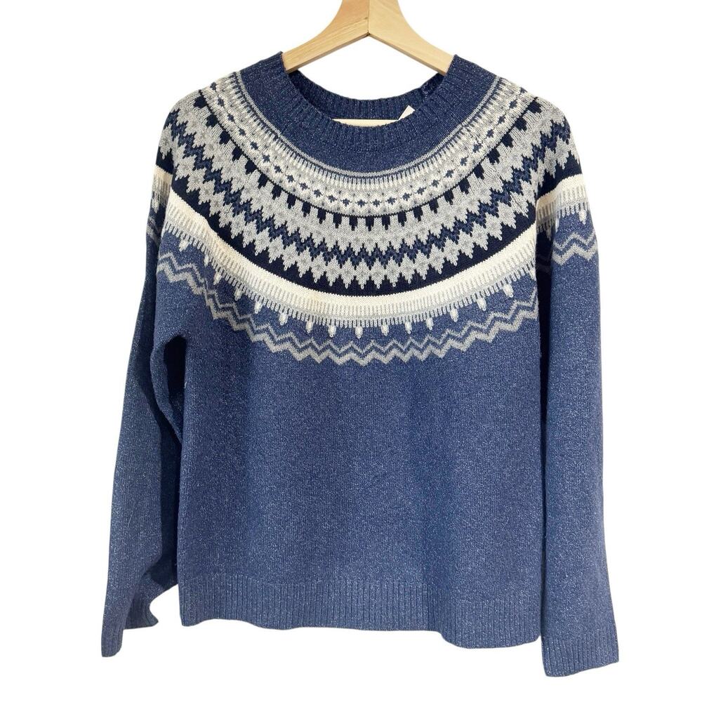 Weatherproof Vintage brand Fair Isle crewneck sweater Size Small Blue